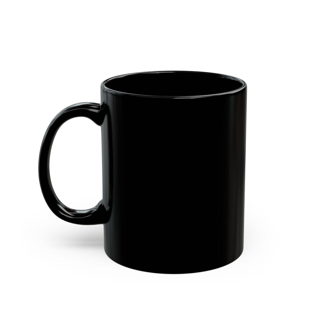 Black mug on a white background (rear view)