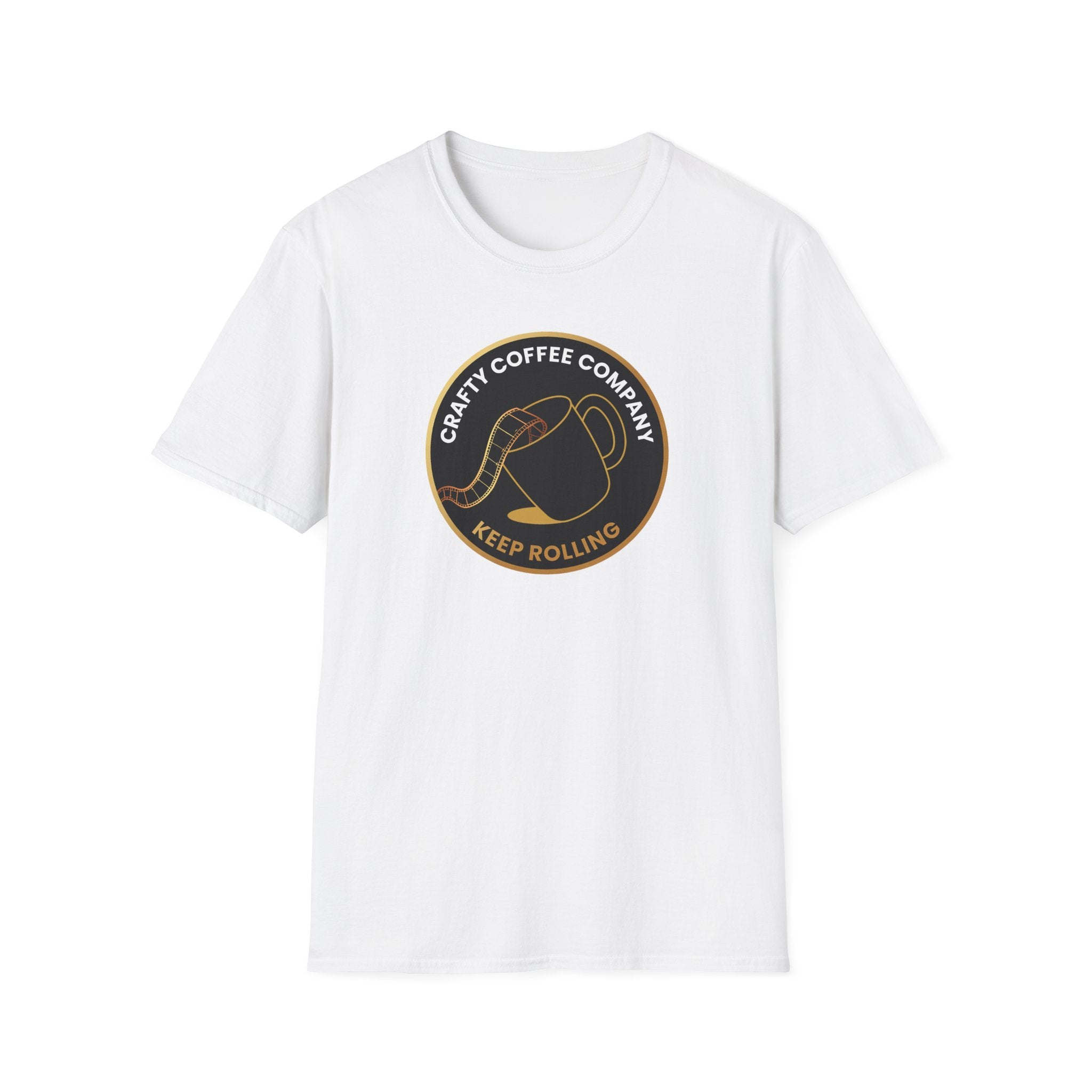 White T-shirt with a Crafty Coffee Company logo